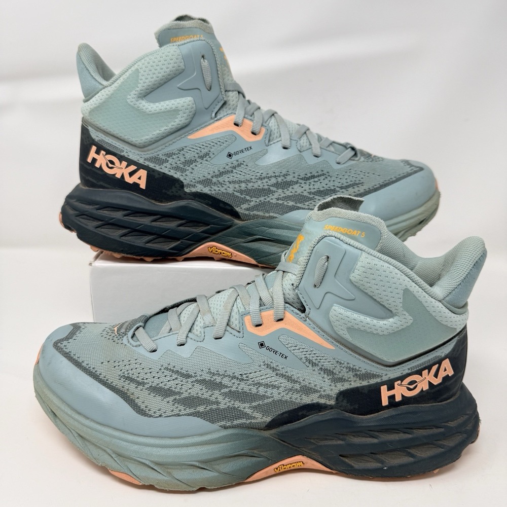 Hoka Speed Goat 5 Mid GTX Womens 10.5B Hiking Boots Agave Spruce 1127919-ASPR
